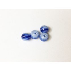 Csíkos 6mm-s kék akrilgyöngy (4db)