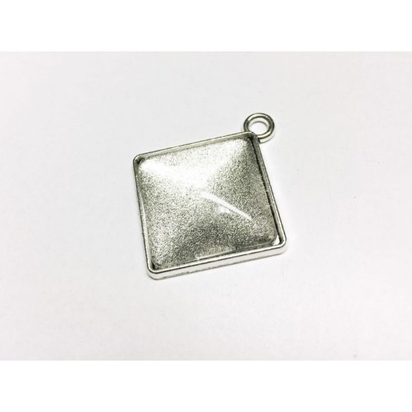 *CSÚCS* Szögletes medál-alap - antik ezüst (20mm)