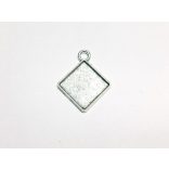*CSÚCS* Szögletes medál-alap - antik ezüst (15mm)