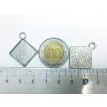 *CSÚCS* Szögletes medál-alap - antik ezüst (15mm)