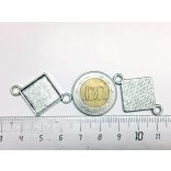 *CSÚCS* Szögletes összekötő - antik ezüst (15mm)