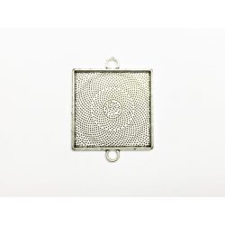 Antik ezüst Szögletes összekötő (25mm)