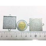 Antik ezüst Szögletes összekötő (25mm)