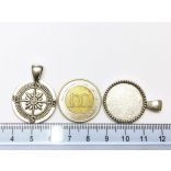 Iránytű - Medál-alap antik ezüst 20mm