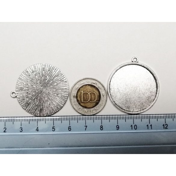 30mm Szimpla medál-alap - antik ezüst