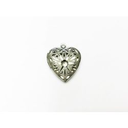 Szív alakú nyitható kis medál - platina ezüst színű