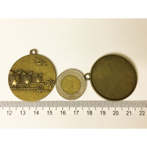 Bronz NAGY medál-alap Bagolykákkal :) (35mm)