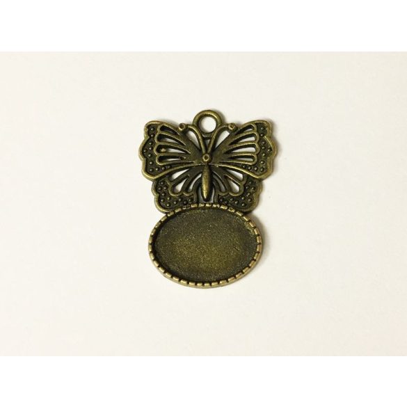 Pillangós medál-alap (18x13mm) - antik bronz