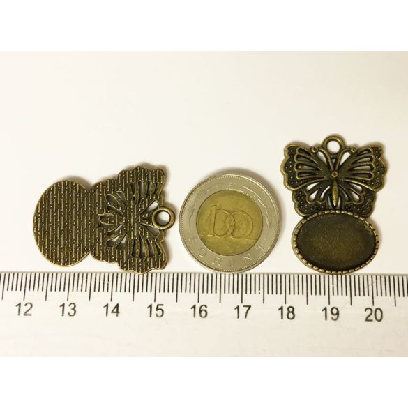 Pillangós medál-alap (18x13mm) - antik bronz
