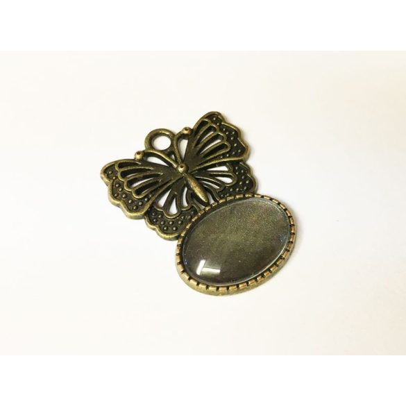 Pillangós medál-alap (18x13mm) - antik bronz
