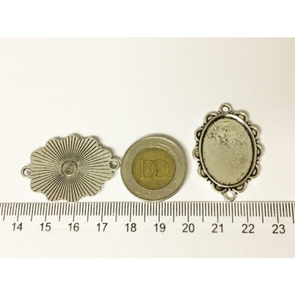 Antik ezüst összekötő díszes medál-alap (25x18mm)