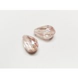 Csiszolt csepp alakú üveggyöngy-pár - Rózsaszín AB - 15x10mm