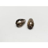 Csiszolt csepp alakú üveggyöngy-pár - Füstszínű - 11x8mm