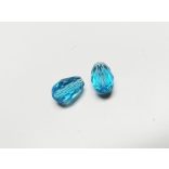 Csiszolt csepp alakú üveggyöngy-pár - Égkék - 11x8mm