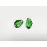 Csiszolt csepp alakú üveggyöngy-pár - Zöld - 11x8mm