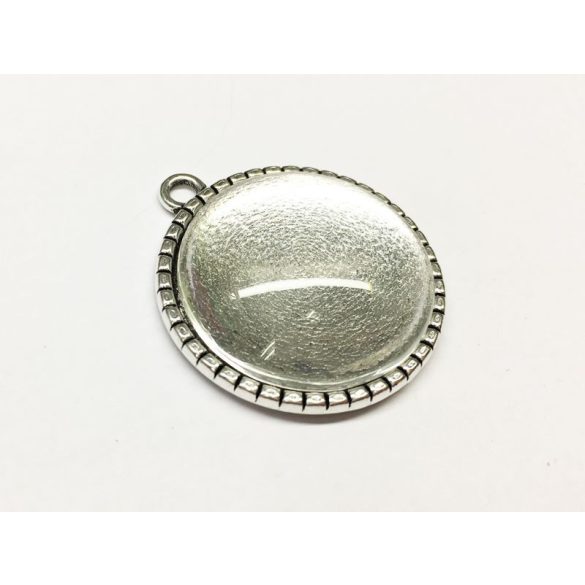 Medál-alap FA mintával - antik ezüst sz. (25mm)