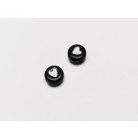 Fekete alapon Fehér Szivecske - kerek lapos akril gyöngy