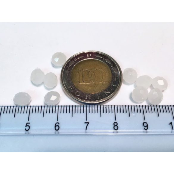 Jeges-fagyos-fehér - Csiszolt üveggyöngy  - 6x4mm - 10db