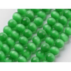 Macskaszem gyöngy ZÖLD 6mm - 1db