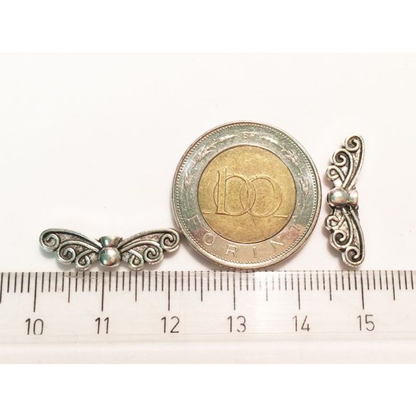 1 pár - Antik ezüst tündér / angyalszárny gyöngy (22mm)