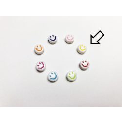 Sárga - mosolygós lapos akril gyöngy (7*4mm)