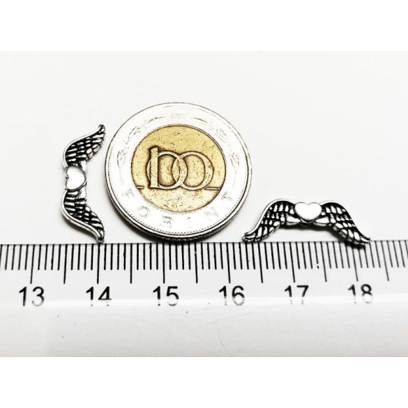 Szivecskés Angyalszárny pár - antik ezüst
