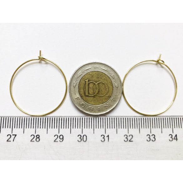 1pár - Fülbevaló / boros-pohár karika - arany színű (25mm)