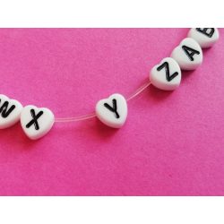   * Y * betű - Fehér alapon fekete, SZÍV alakú akril gyöngy