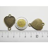 Szív medál összekötő üveglencsével (20*19) - Bronz