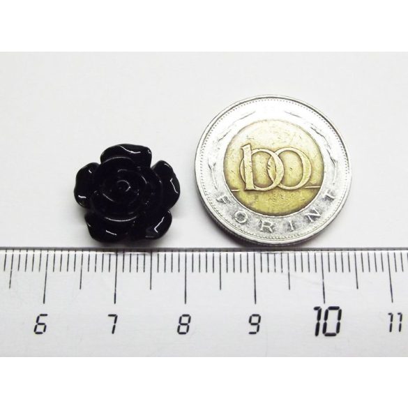 Fekete rózsa cabochon - 15mm