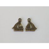 Antik bronz hajó charm (20*16,5mm)