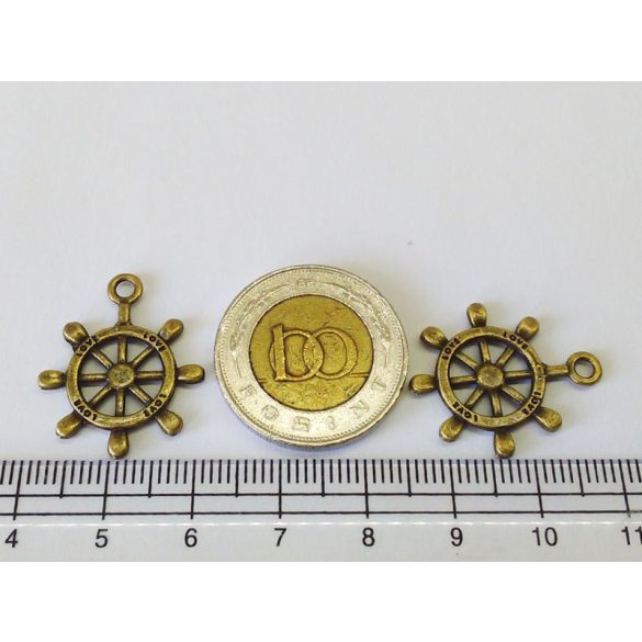 Kicsi love-feliratos bronz hajókormány (2,4*2cm)