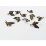 Bronz Levélkék - összekötő elem párban (13*10mm)