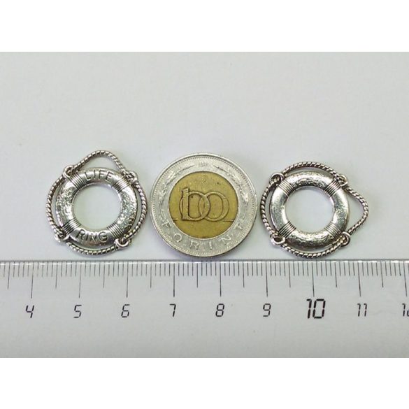 Mentőöv medál - antik ezüst (24*22mm)