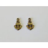 3D apró horgony-pár - antik bronz