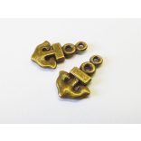 3D apró horgony-pár - antik bronz