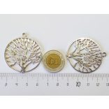 Nagy fa medál karikában - antik ezüst (47mm)