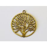 Nagy fa medál karikában - antik bronz (47mm)