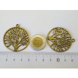 Nagy fa medál karikában - antik bronz (47mm)