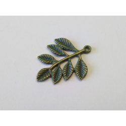 Zöld patinás bronz leveles ág