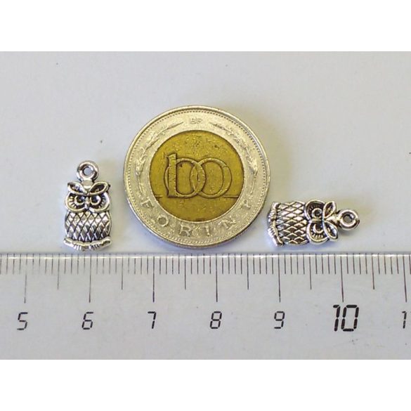 Apró antik ezüst bagoly 3D (15mm)