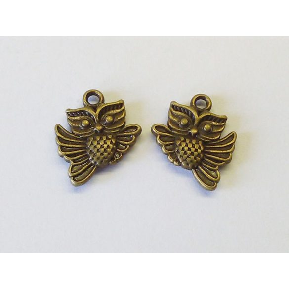 Bagoly1 - 3D charm - Antik bronz (18mm)