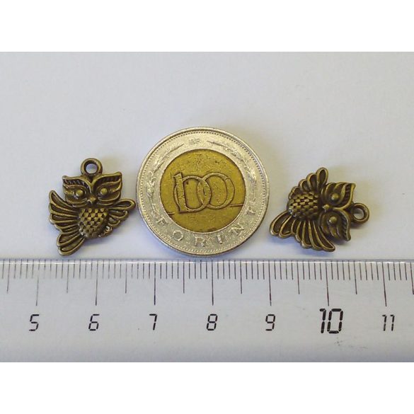 Bagoly1 - 3D charm - Antik bronz (18mm)