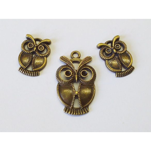 Bagoly3 - Antik bronz (33mm)