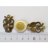 Bagoly3 - Antik bronz (33mm)