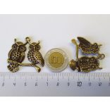 Antik bronz bagoly-pár ágon (37-35mm)