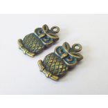 Zöld patinás bronz bagoly (21mm)