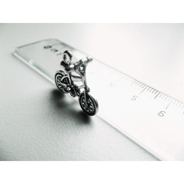 Bicikli charm 3D - antik ezüst