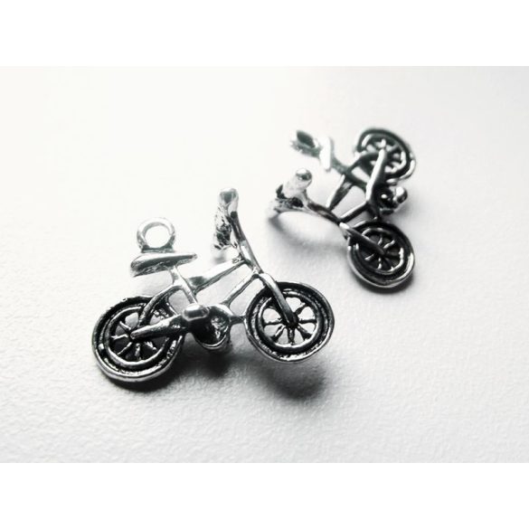 Bicikli charm 3D - antik ezüst