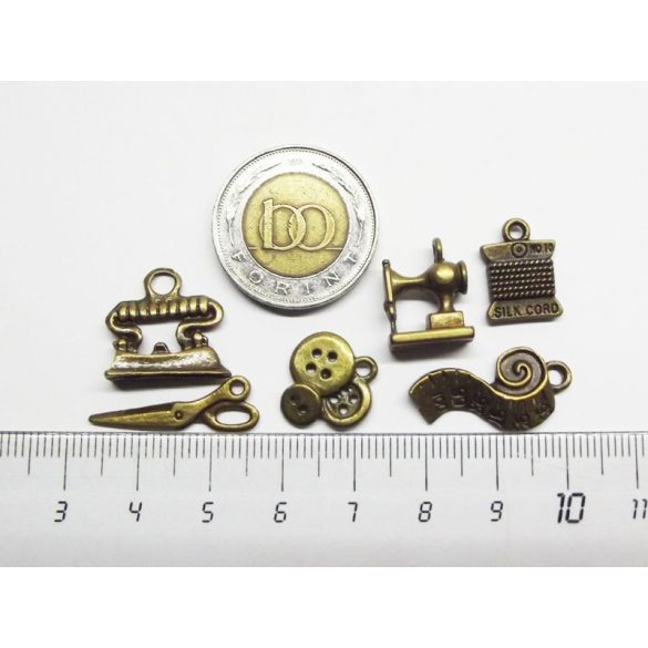 XL Varrókészlet charm-szett - bronz (6db-os szett)